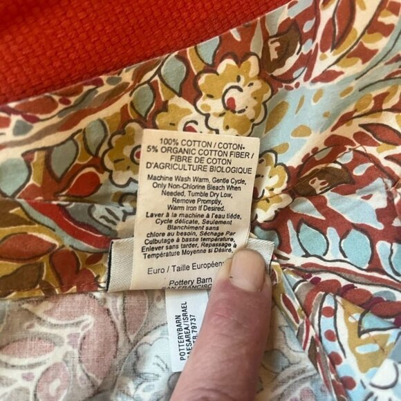 Pottery Barn Bella Paisley Euro Sham 30x30 Organic Cotton Boho - Picture 3 of 3